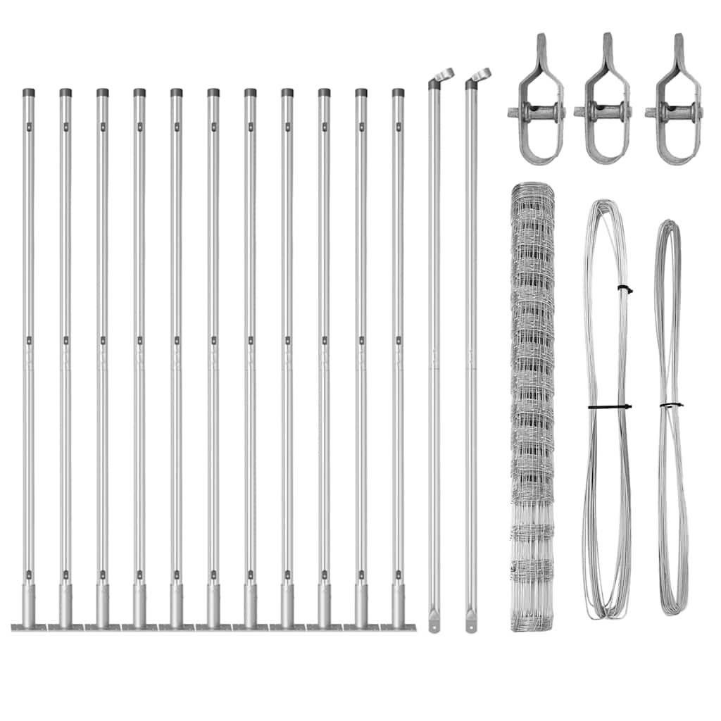vidaXL Wildzaun Silber 25 x 1,6 m Verzinkter Stahl - Image 4