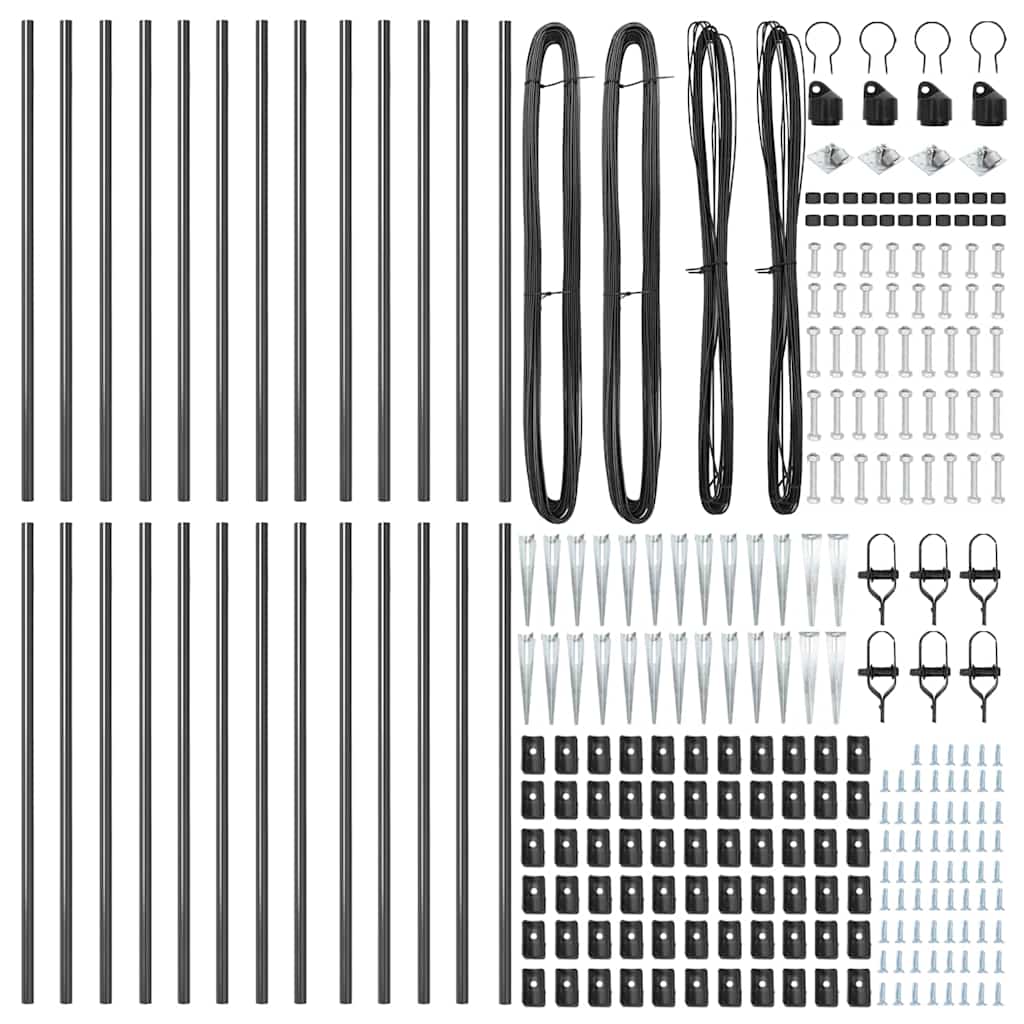 vidaXL Zaunpfosten Sonstiges 26 pcs Grau 3,2 x 3,2 x 100 cm Stahl - Image 4