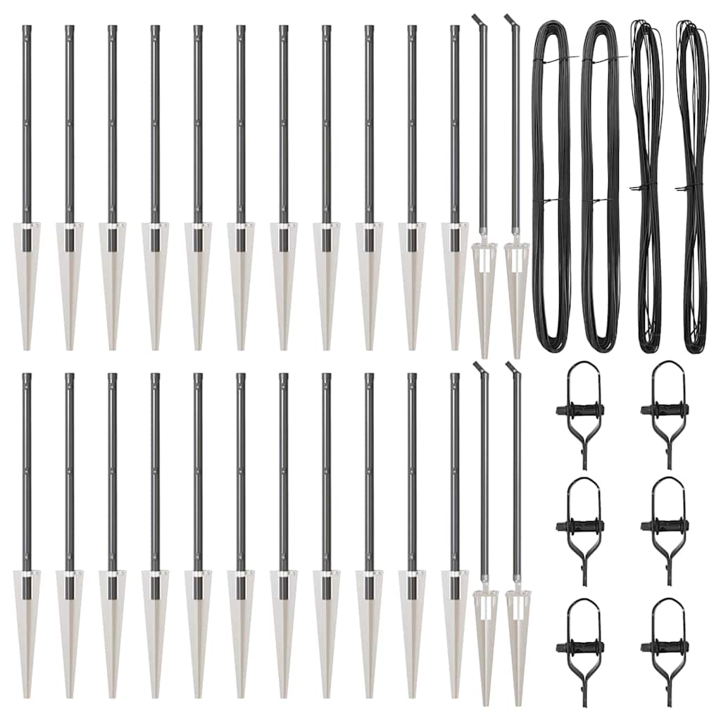 vidaXL Zaunpfosten Sonstiges 26 pcs Grau 3,2 x 3,2 x 100 cm Stahl - Image 3