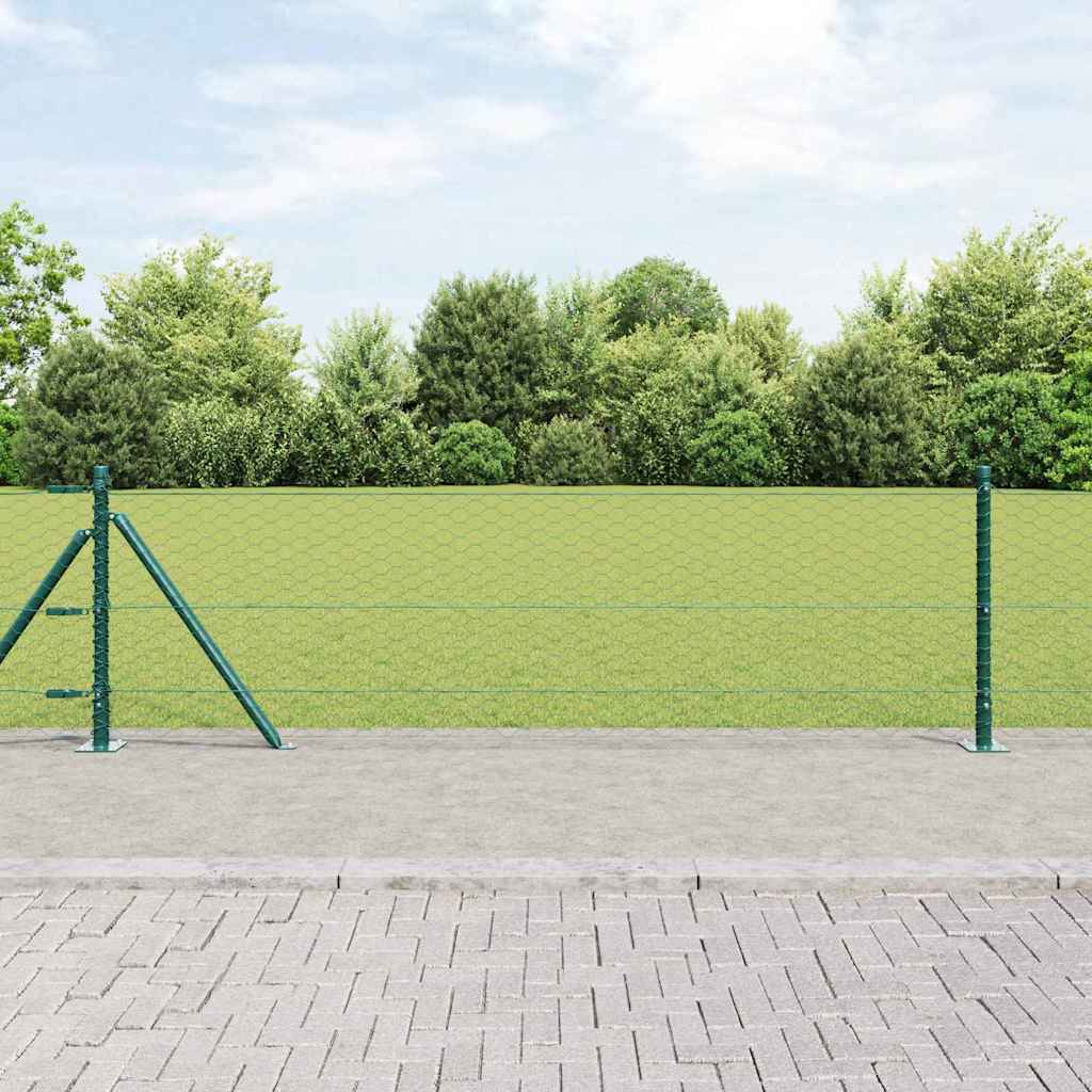vidaXL Zaun mit Pfosten Grün 0,6 x 100 m PVC-beschichteter Stahl