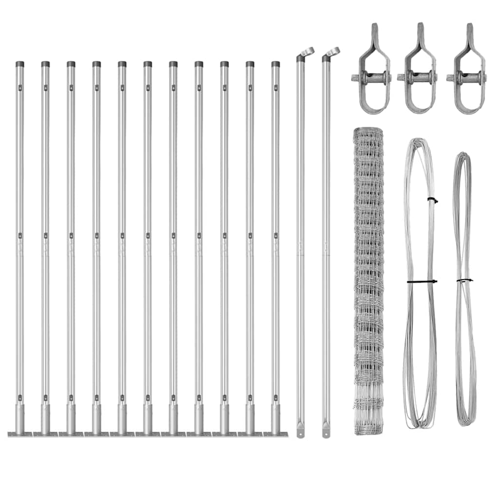 vidaXL Wildzaun Silber 25 x 1,6 m Verzinkter Stahl - Image 4