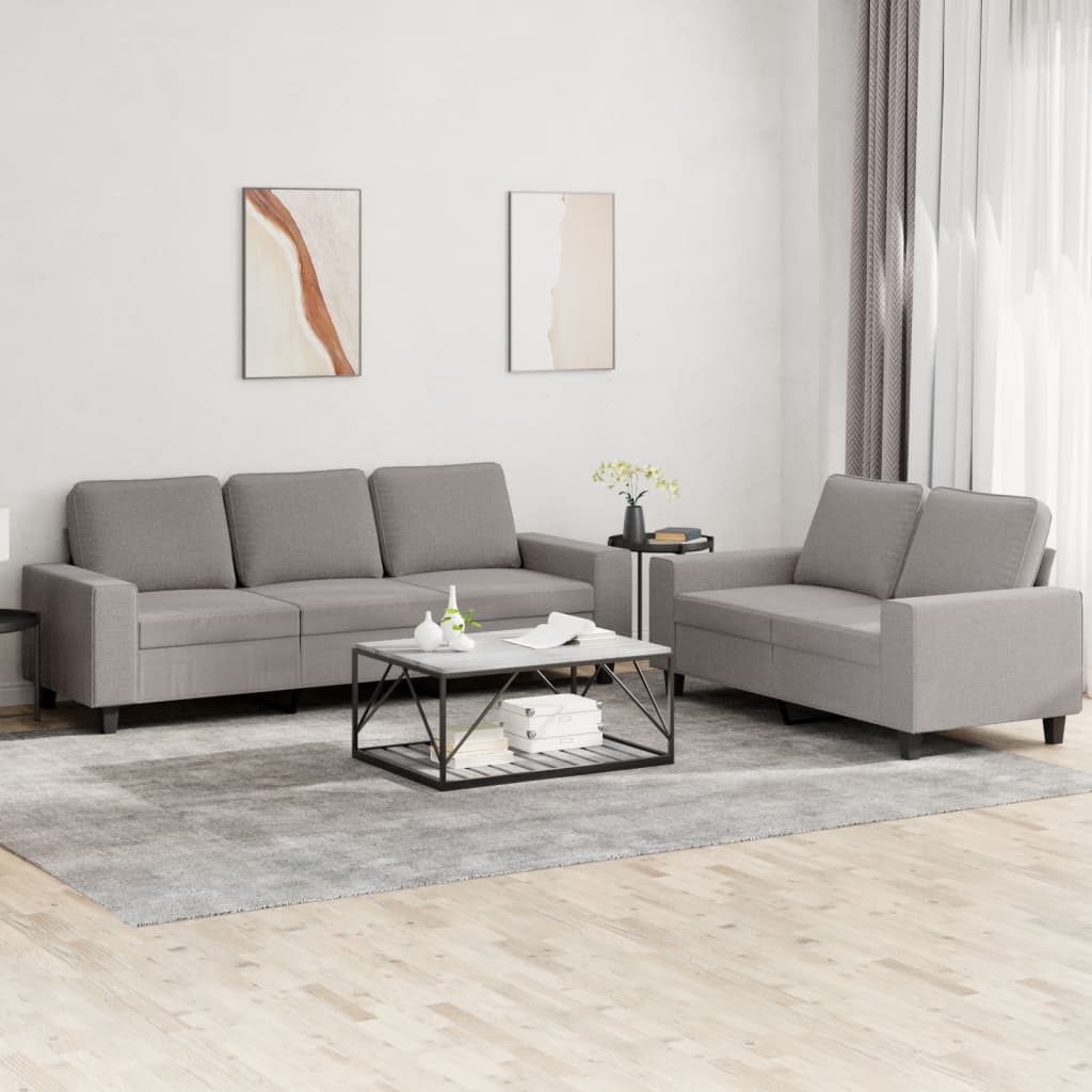Set Di Divani 2 Pz Tortora In Tessuto