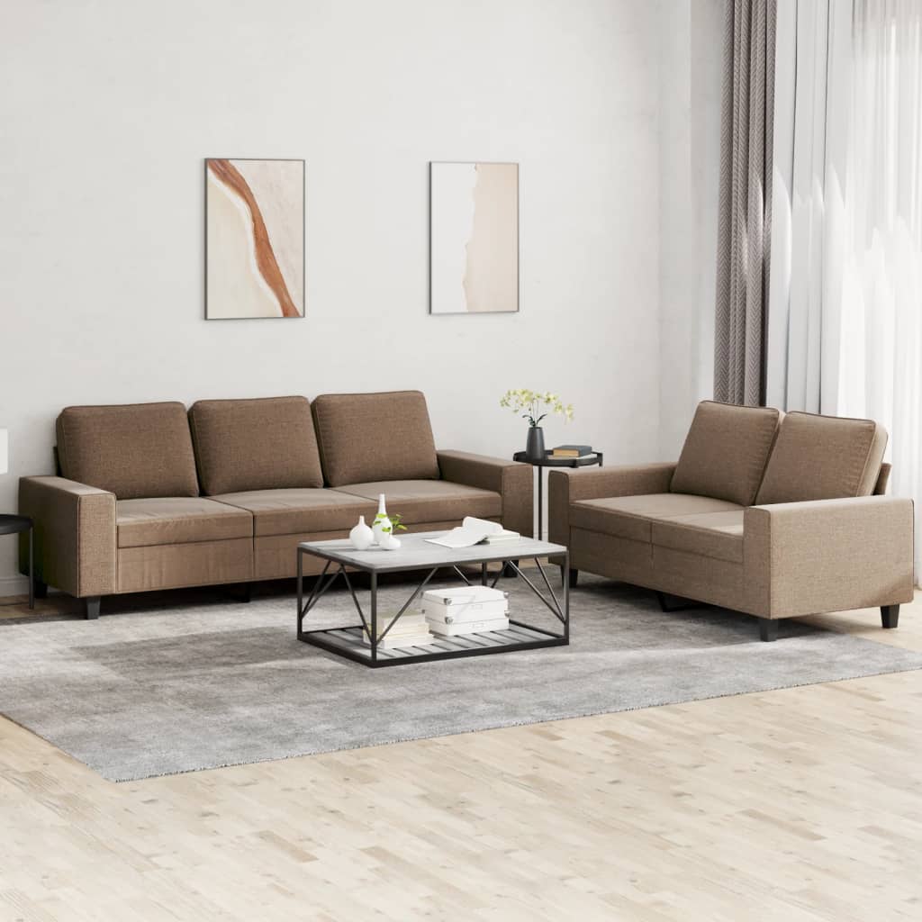Set Di Divani 2 Pz Marrone In Tessuto