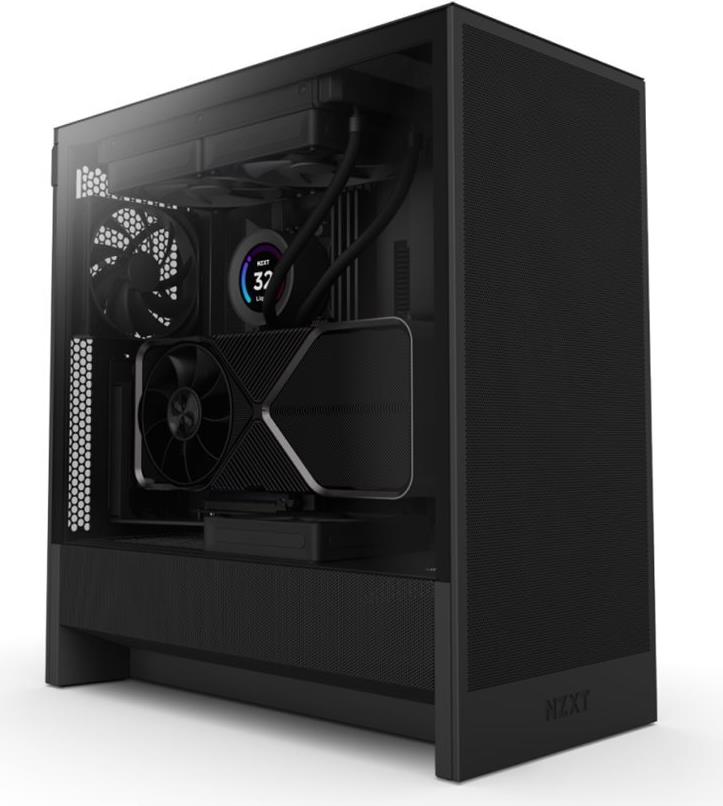 Nzxt H Series H5 Flow - Mid Tower - E-Atx - Seitenteil Mit Fenster (gehärtetes Glas) - Keine Spannungsversorgung - Schwarz - Usb/audio (cC-H52fB-01)