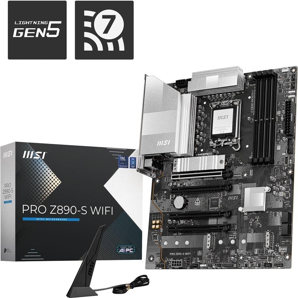 Msi Pro Z890-S Wifi - Motherboard - Atx - Lga1851-Sockel - Z890 Chipsatz - UsB-C 3,2 Gen 2x2, Usb 3,2 Gen 1 - 2,5 Gigabit Lan, WI-Fi 7, Bluetooth - O