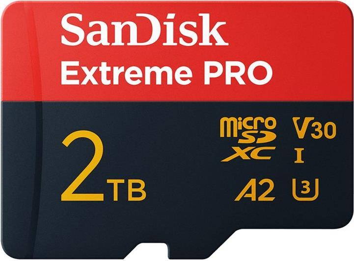 Sandisk Extreme Pro - FlasH-Speicherkarte (sD-Adapter Inbegriffen) - 2tb - A2 / Video Class V30 / UhS-I U3 - Microsdxc UhS-I (sdsqxcD-2t00-Gn6ma)