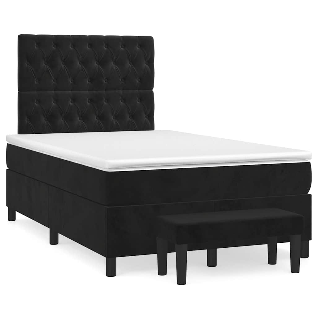 Giroletto A Molle Con Materasso Nero 120x190 Cm In Velluto