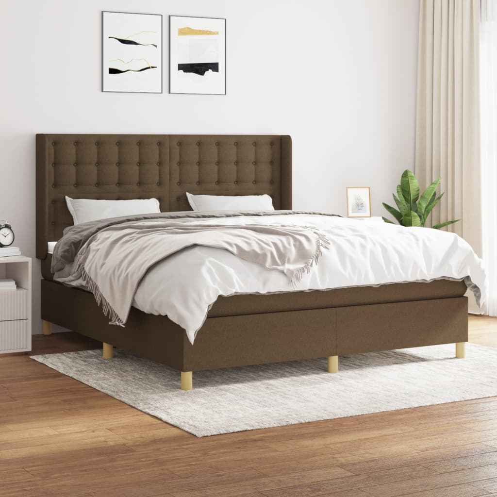 Giroletto A Molle Con Materasso Marrone Scuro 180x200cm Tessuto