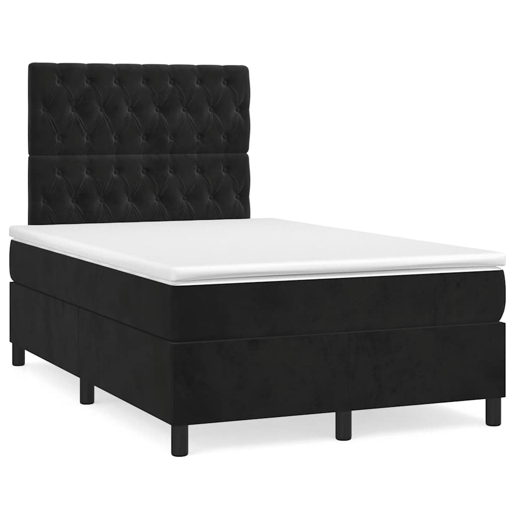 Giroletto A Molle Con Materasso Nero 120x190 Cm In Velluto