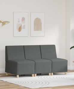 Unità Di Divano Modulare Senza Braccioli 3 Pcs Grigio Scuro