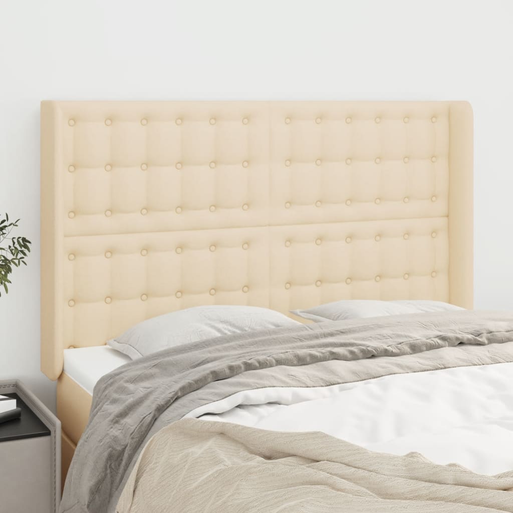 Testiera Ad Orecchio Crema 147x16x118/128 Cm In Tessuto