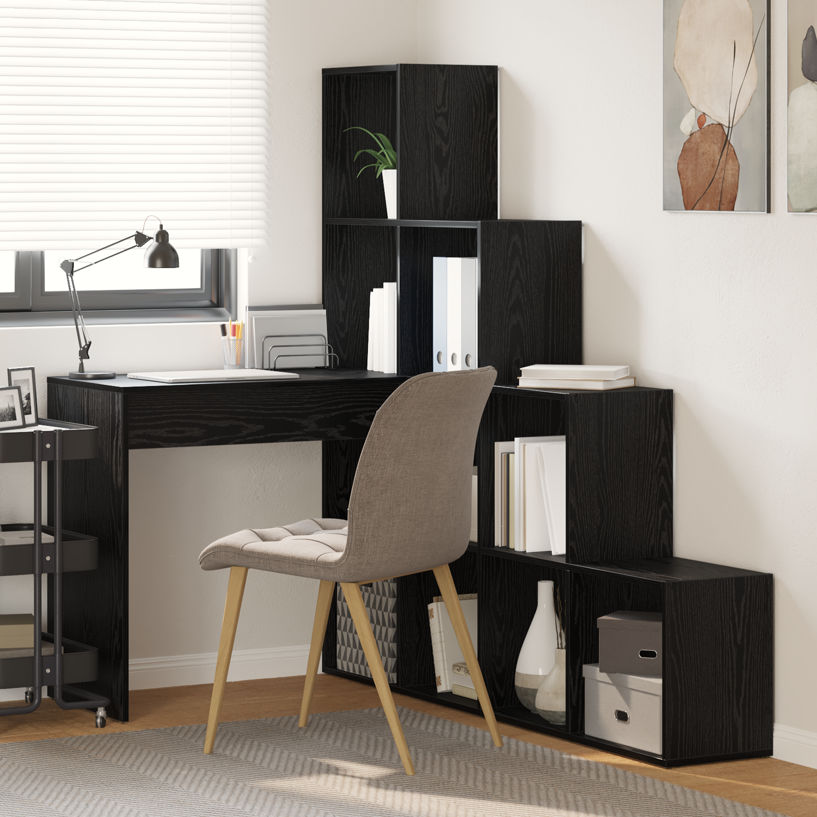 Scrivania Ad Angolo Rovere Nero 101,5 X 149,5 X 149,5 cm
