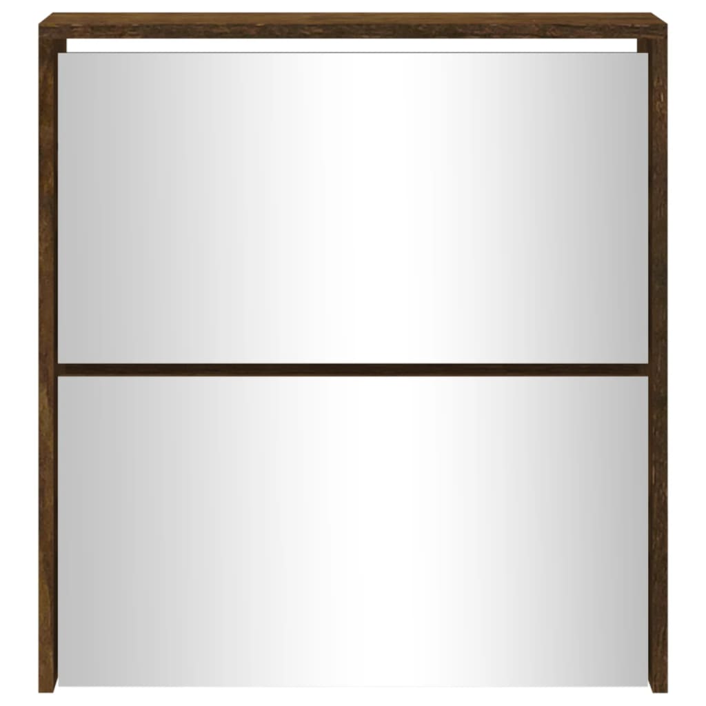 Scarpiera Con Specchio A 2 Livelli Rovere Fumo 63x17x67 cm - Image 5