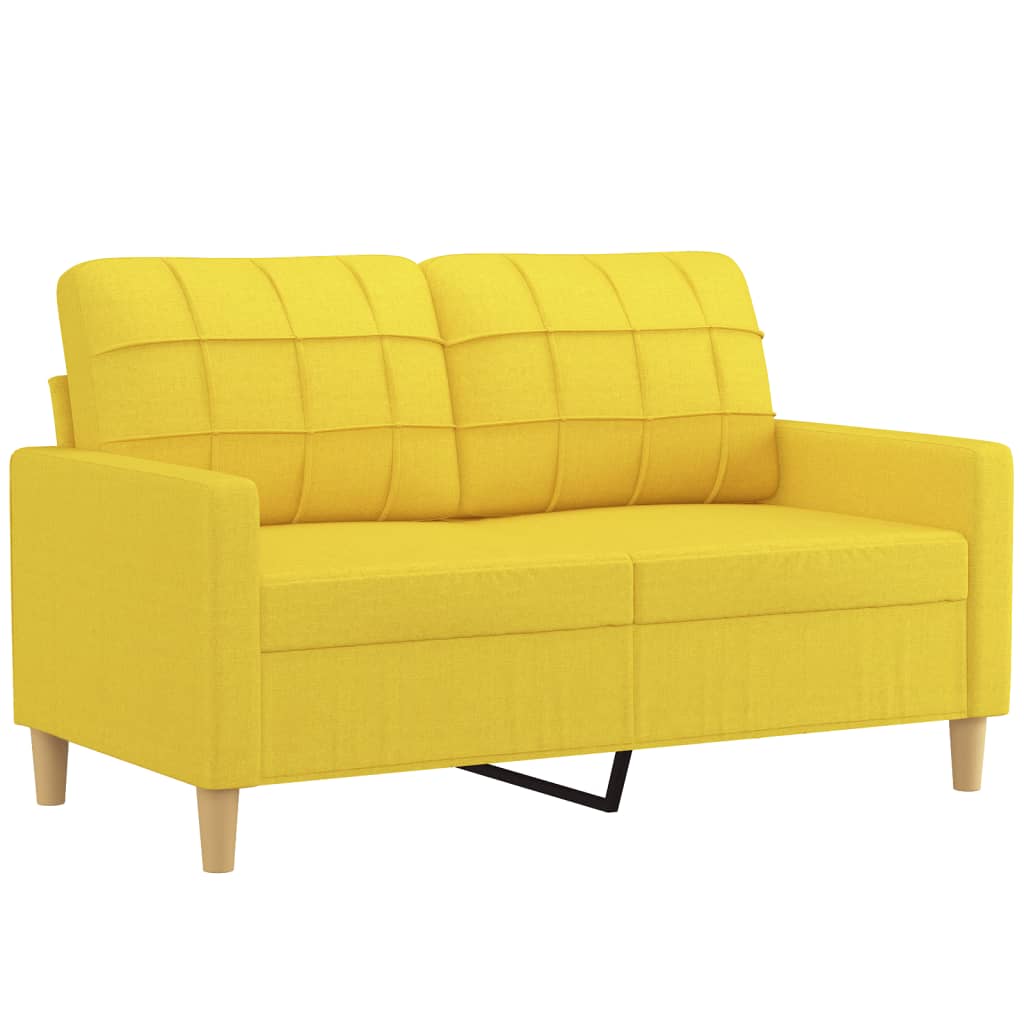 Set Di Divani 3 Pz Con Cuscini Giallo Chiaro In Tessuto - Image 3