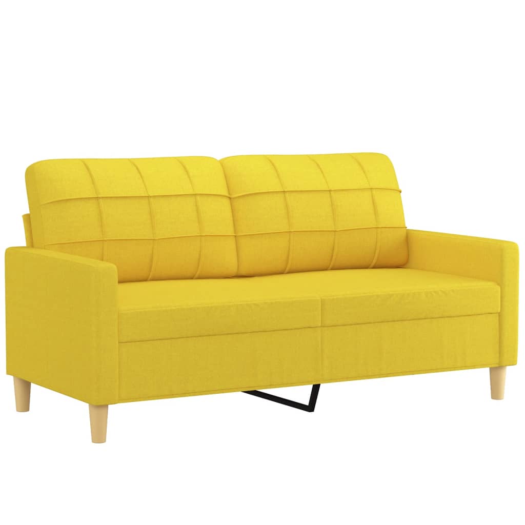Set Di Divani 3 Pz Con Cuscini Giallo Chiaro In Tessuto - Image 4