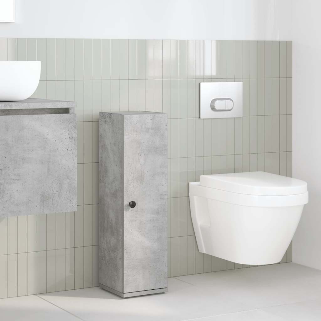 Mobile Da Bagno Con Portarotolo Grigio Cemento 20,5x22x72 cm - Image 3