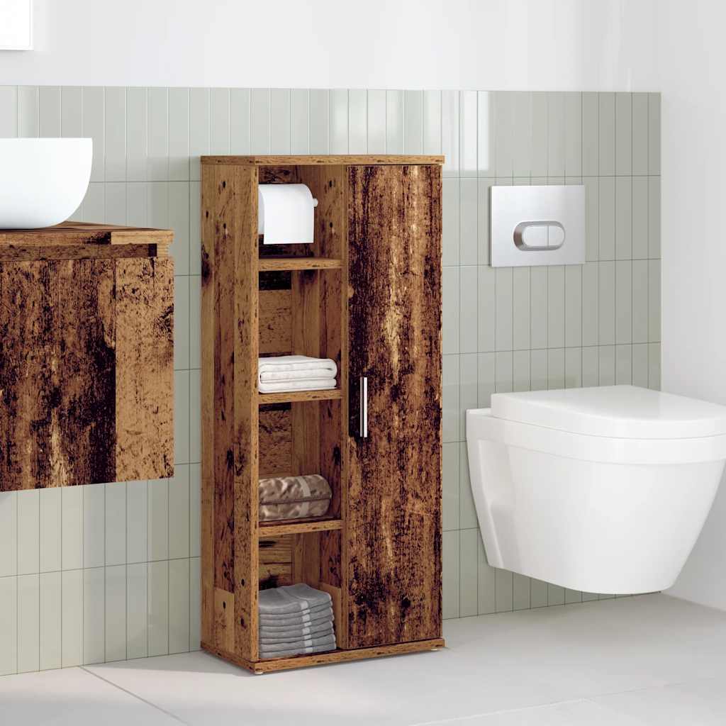 Mobile Da Bagno Con Portarotolo Legno Antico 39x22x90 cm - Image 3