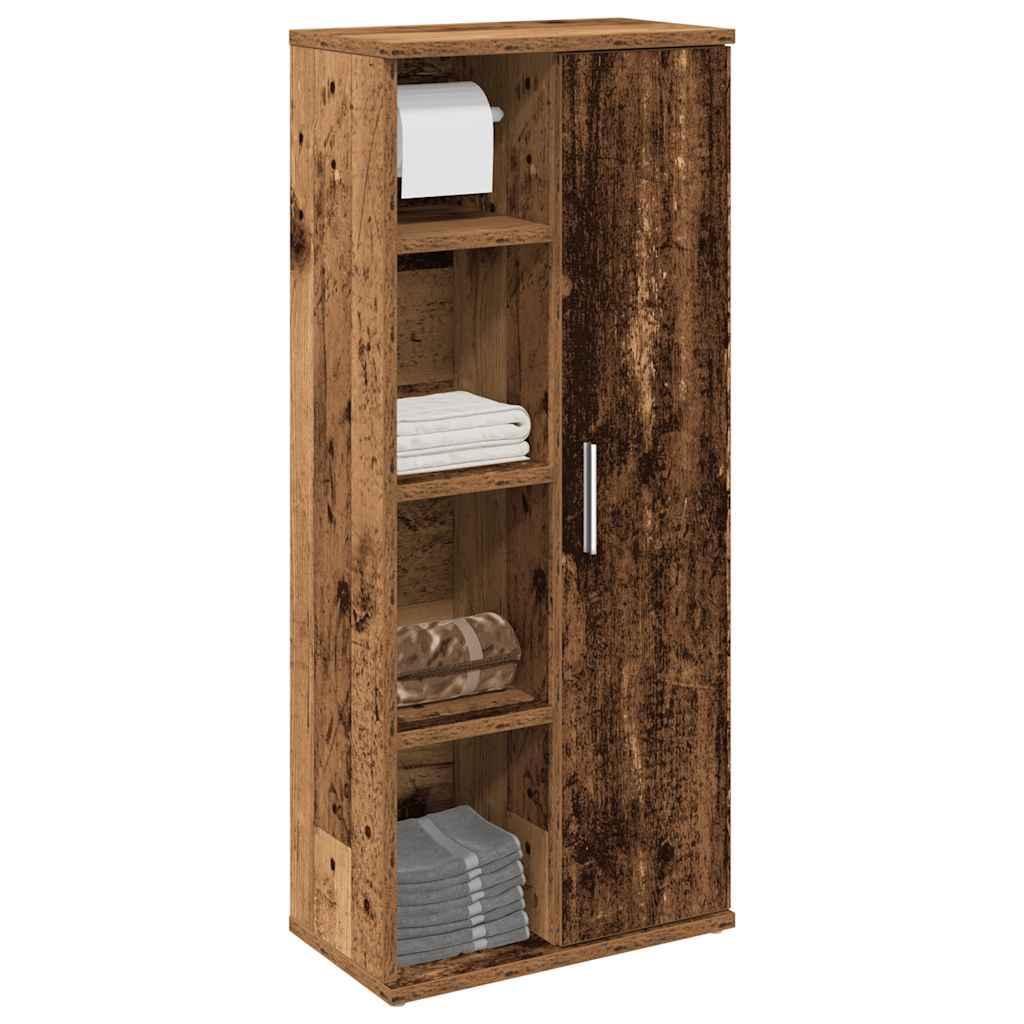 Mobile Da Bagno Con Portarotolo Legno Antico 39x22x90 cm