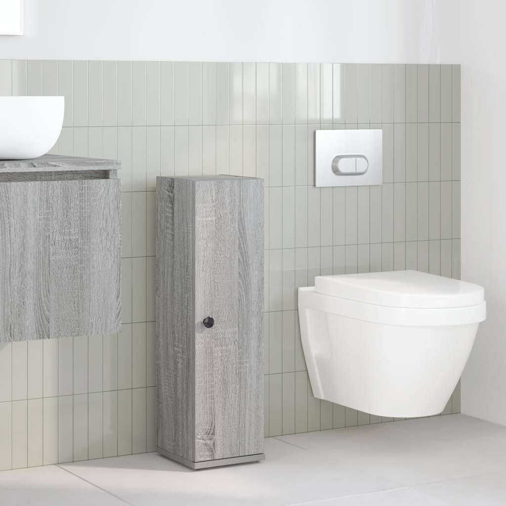 Mobile Da Bagno Con Portarotolo Grigio Sonoma 20,5x22x72 cm - Image 3