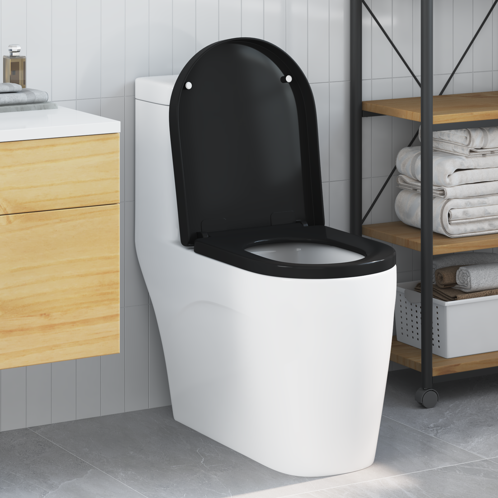 Sedile Del Wc Nero 48 X 36.5 X 4.5 Cm Polipropilene