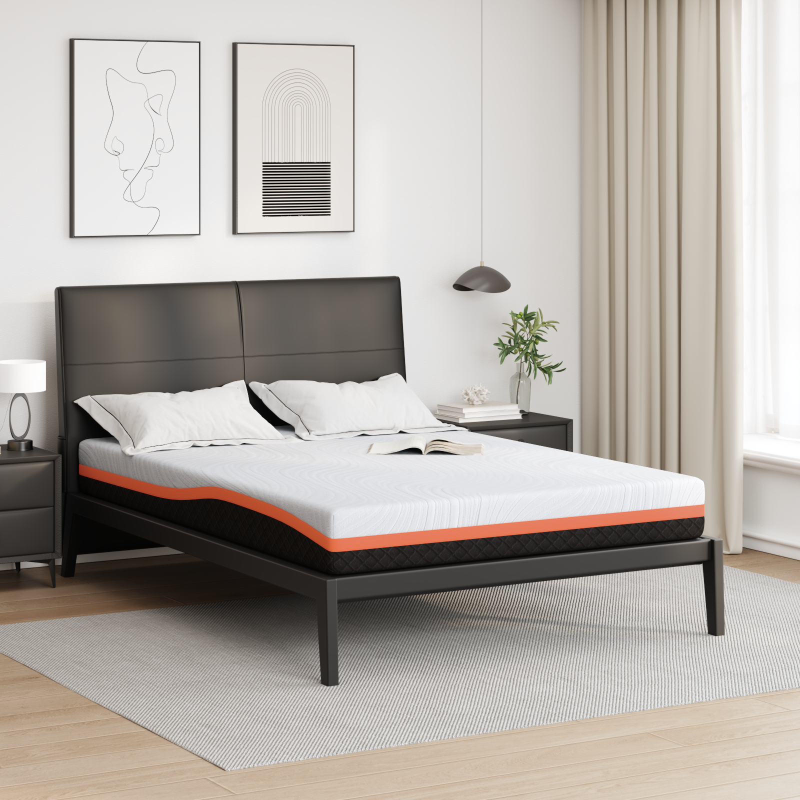 Materasso Bianco E Grigio 140 X 200 Cm Schiuma Memory In Gel