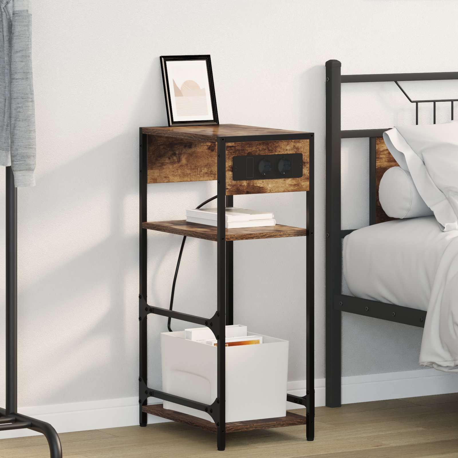 Armadio Da Notte Rovere Fumo 40 X 27 X 76 Cm Legno Multistrato