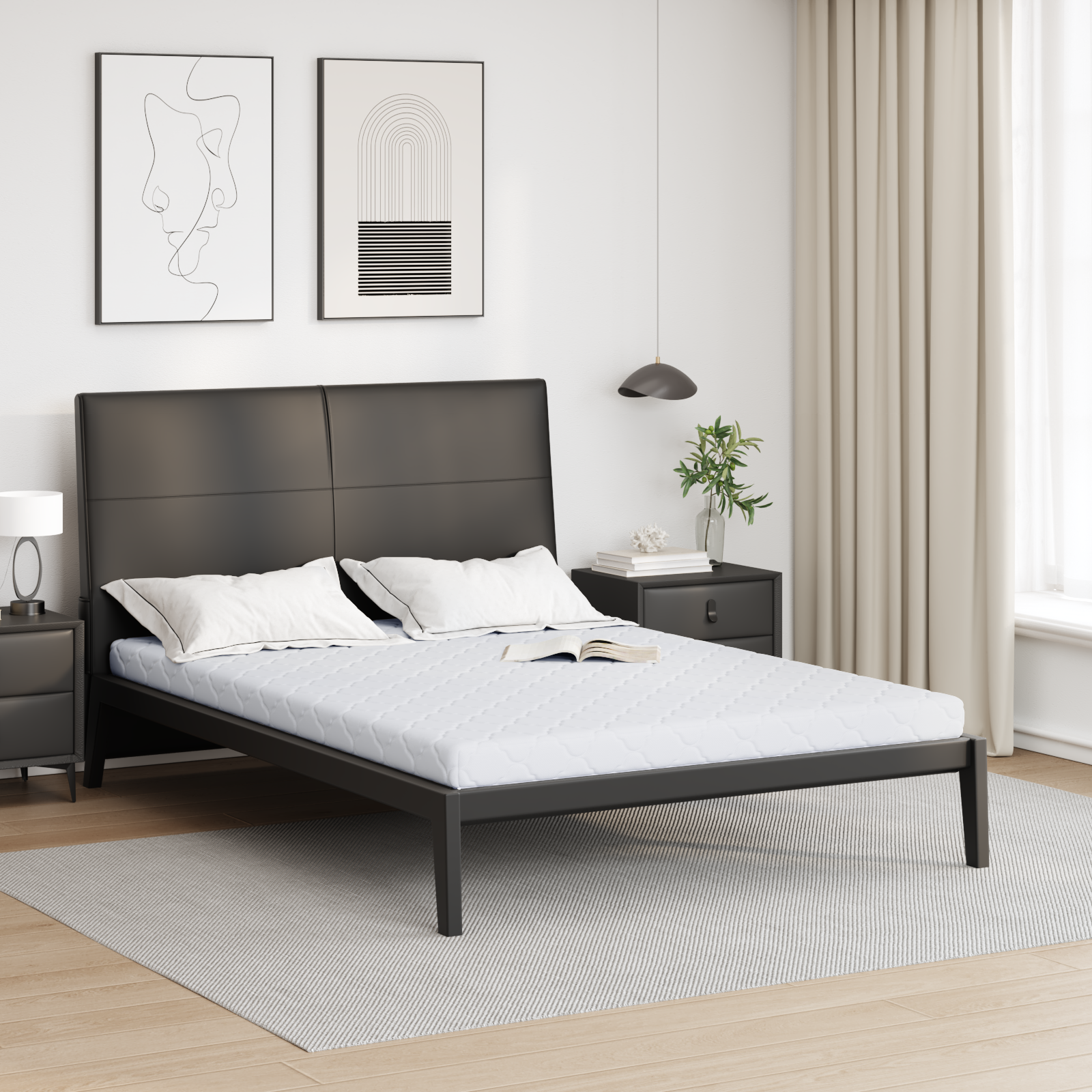 Materasso Con Strato Di Cocco Bianco 200 X 160 Cm Schiuma pu