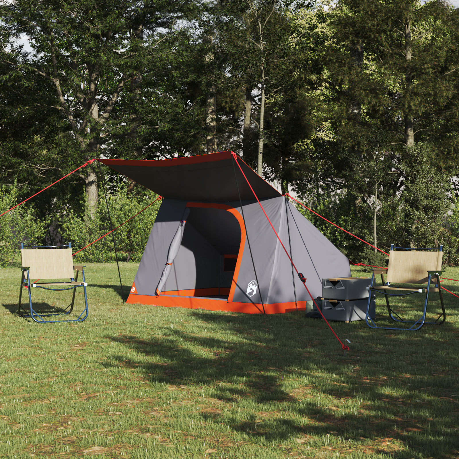 Tenda Da Campeggio Grigio E Arancione 282 X 225 X 154 cm