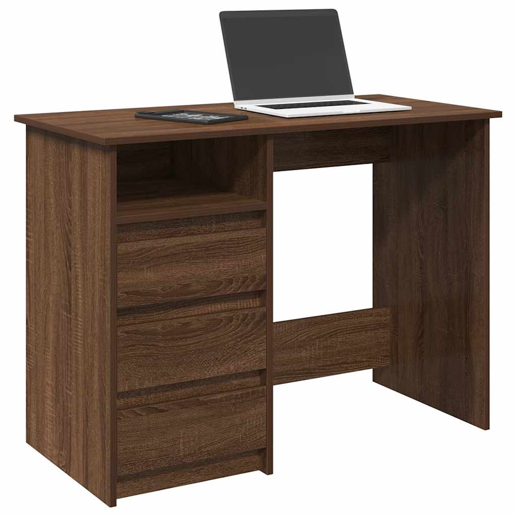 Scrivania Rovere Marrone 102x50x75 Cm In Legno Multistrato