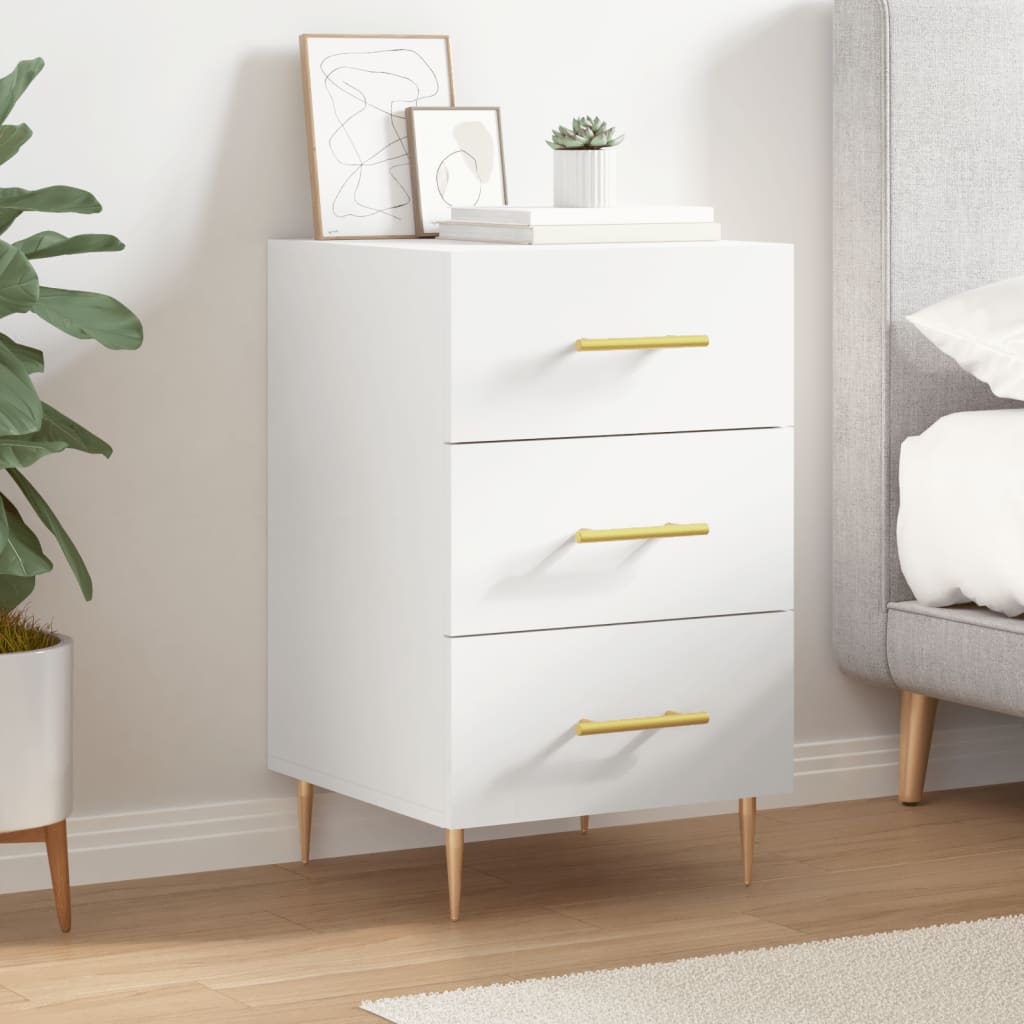 Comodino Bianco 40x40x66 Cm In Legno Multistrato