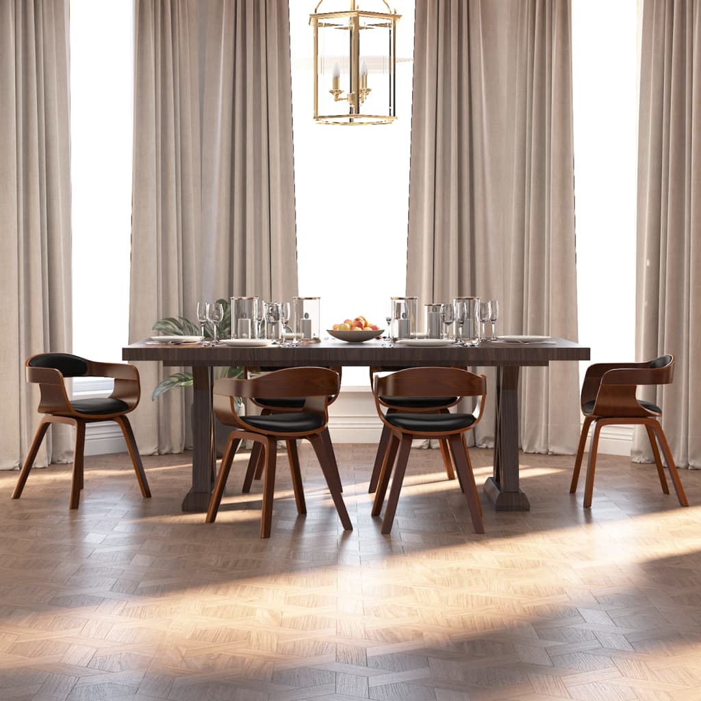 Sedie Da Pranzo 6 Pz Nere In Legno Curvato E Similpelle