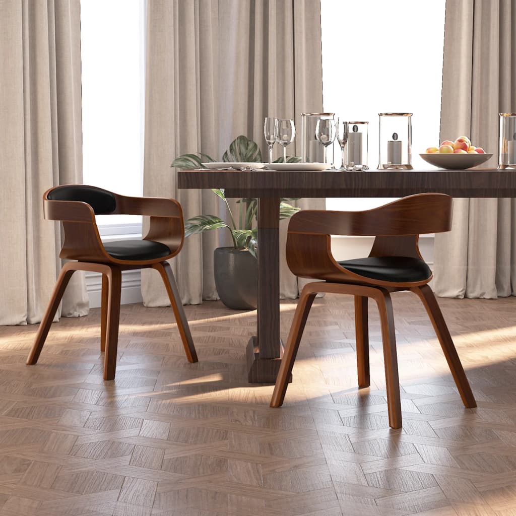 Sedie Da Pranzo 2 Pz Nere In Legno Curvato E Similpelle
