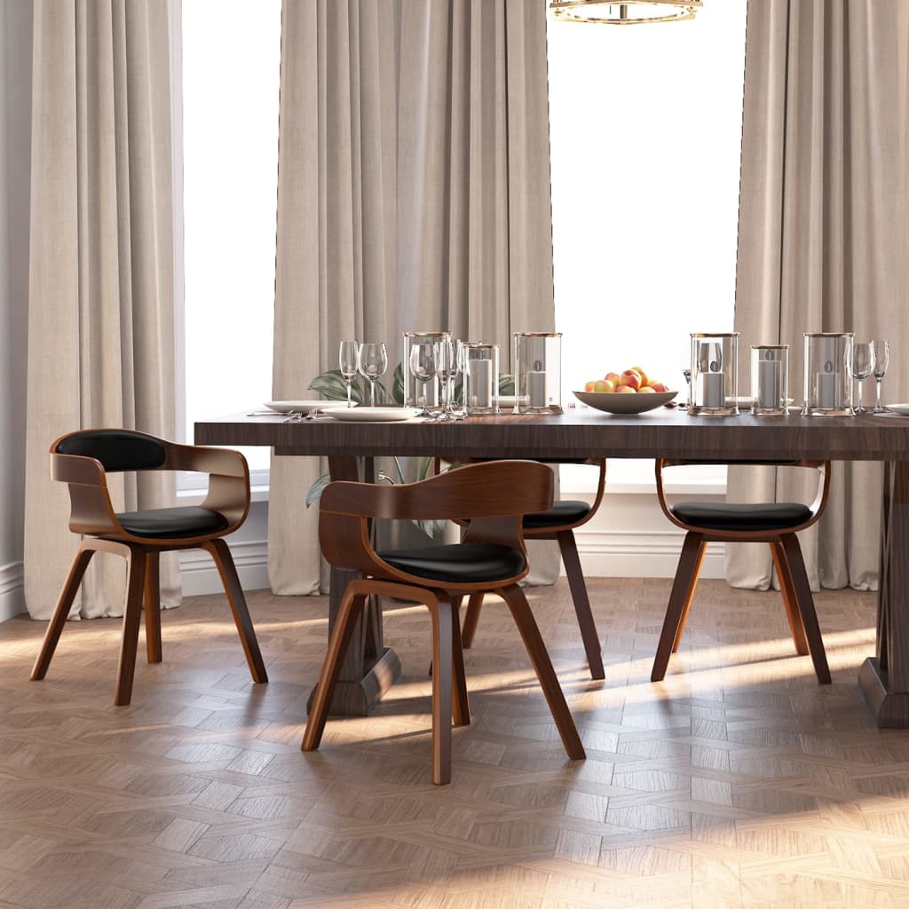 Sedie Da Pranzo 4 Pz Nere In Legno Curvato E Similpelle