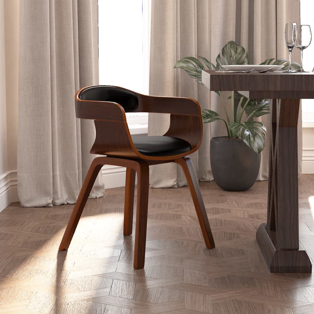 Sedia Da Pranzo Nera In Legno Curvato E Similpelle
