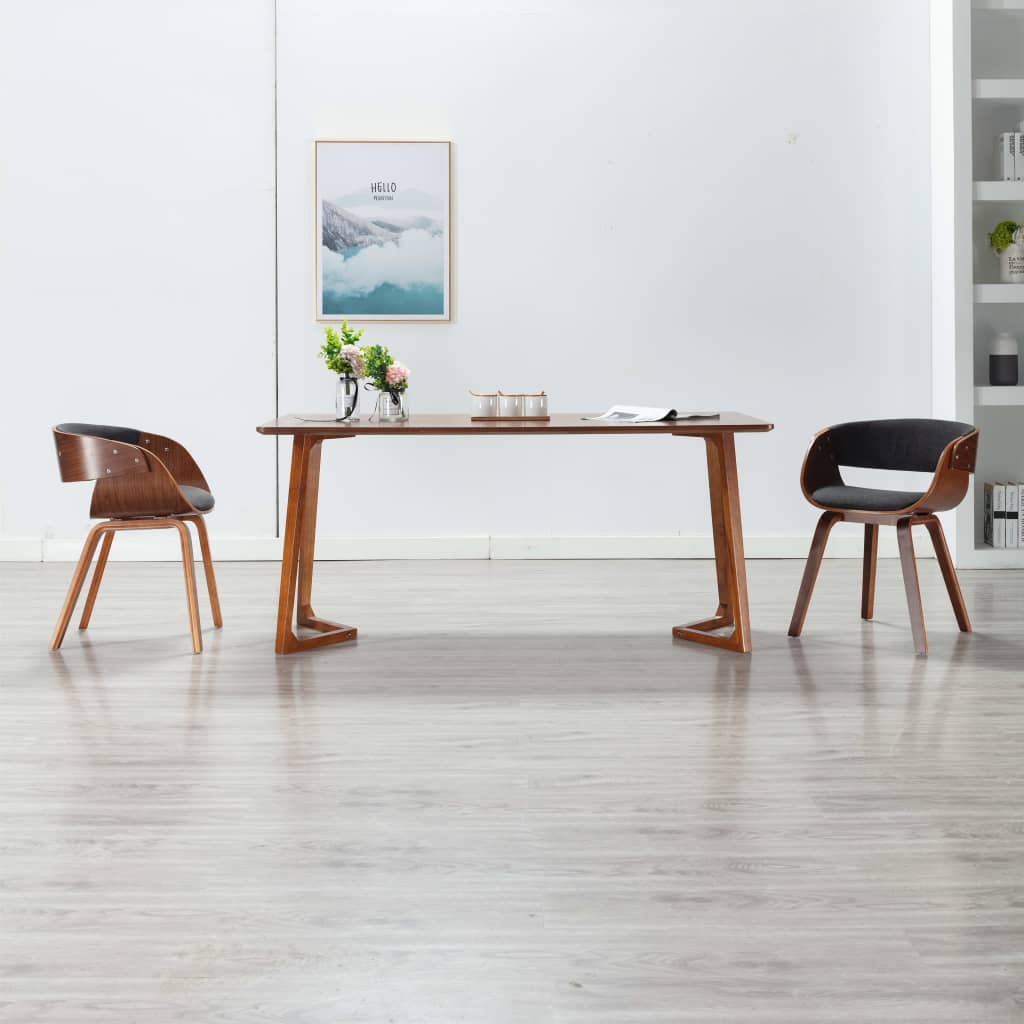 Sedie Da Pranzo 2 Pz Legno Curvato E Tessuto Grigio
