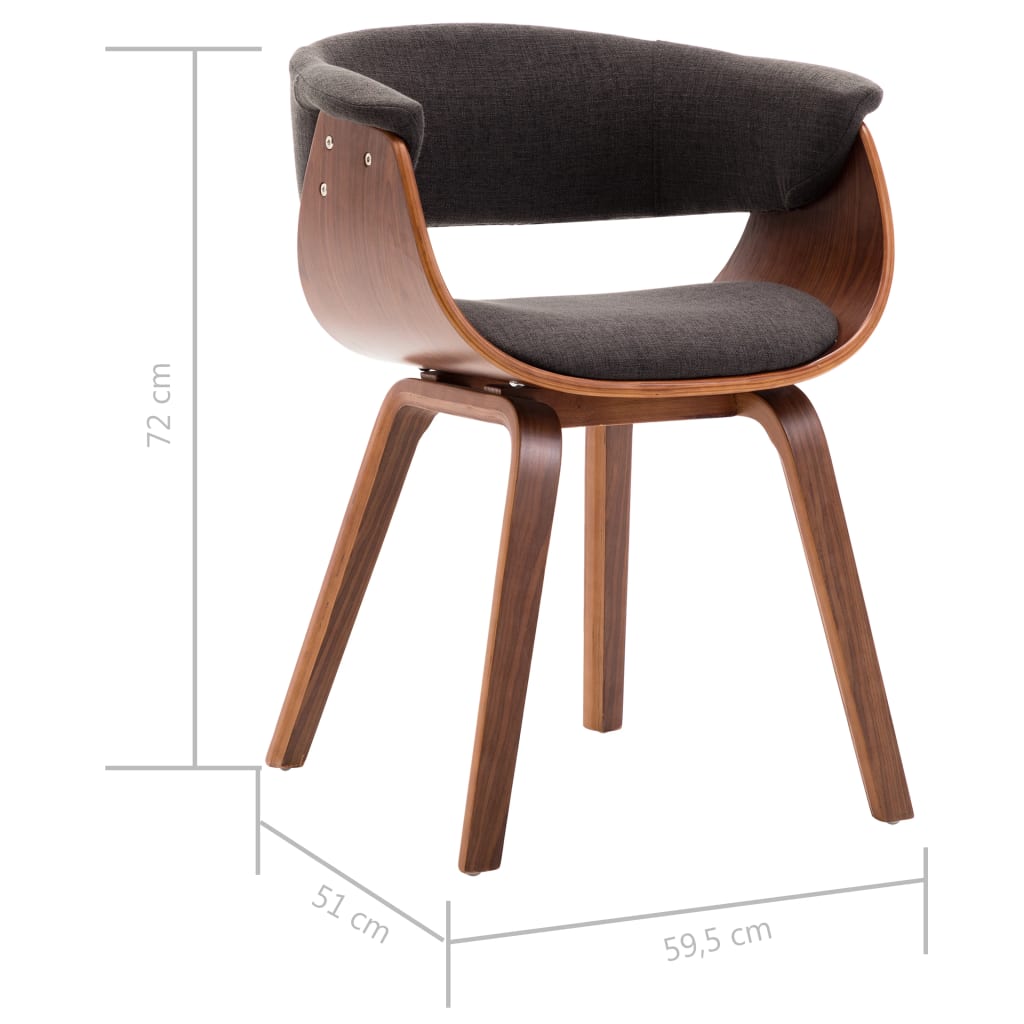 Sedia Da Pranzo Grigia In Legno Curvato E Tessuto - Image 6