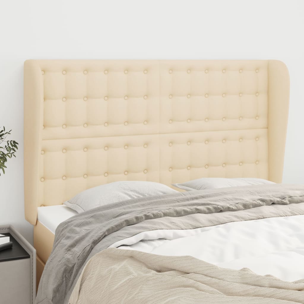 Testiera Ad Orecchio Crema 147 X 23 X 118/128 Cm In Tessuto