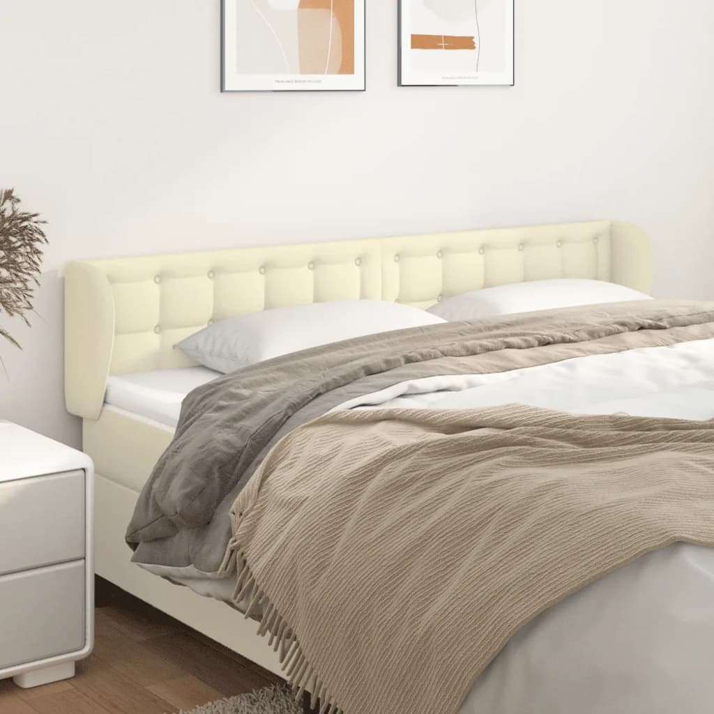 Testiera Ad Orecchio Crema 183x23x78/88 Cm In Similpelle