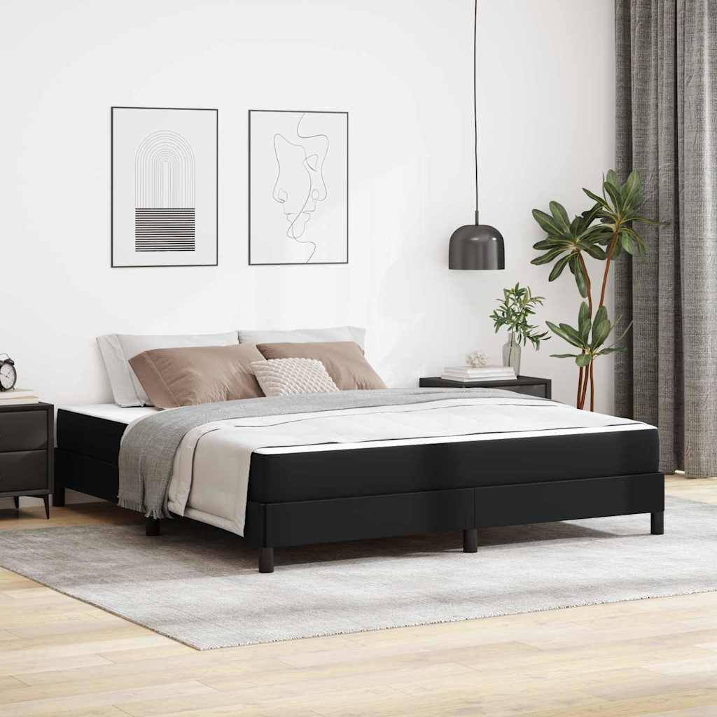 Letto Altro Nero 180 X 200 Cm Pelle Sintetica