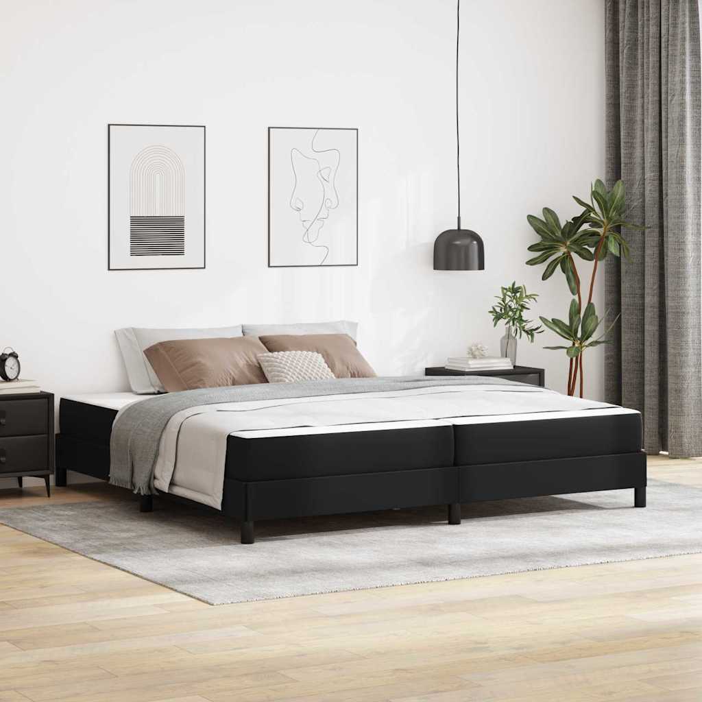 Letto Altro Nero 200 X 200 Cm Pelle Sintetica