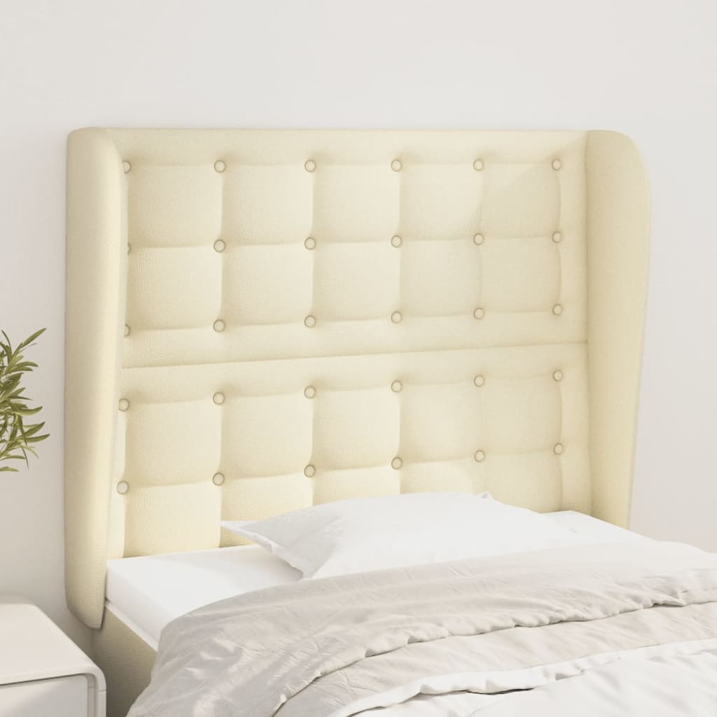 Testiera Ad Orecchio Crema 93x23x118/128 Cm In Similpelle