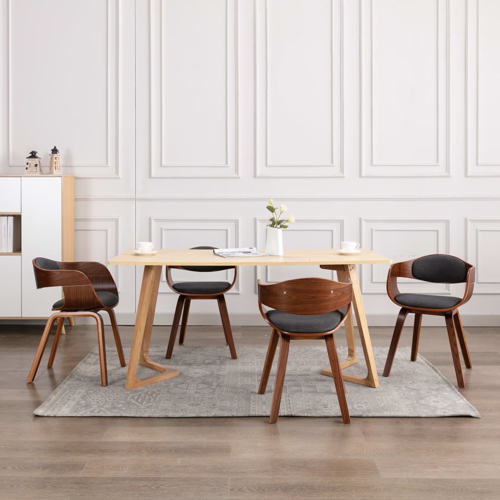 Sedie Da Pranzo 4 Pz In Legno Piegato E Tessuto Grigio