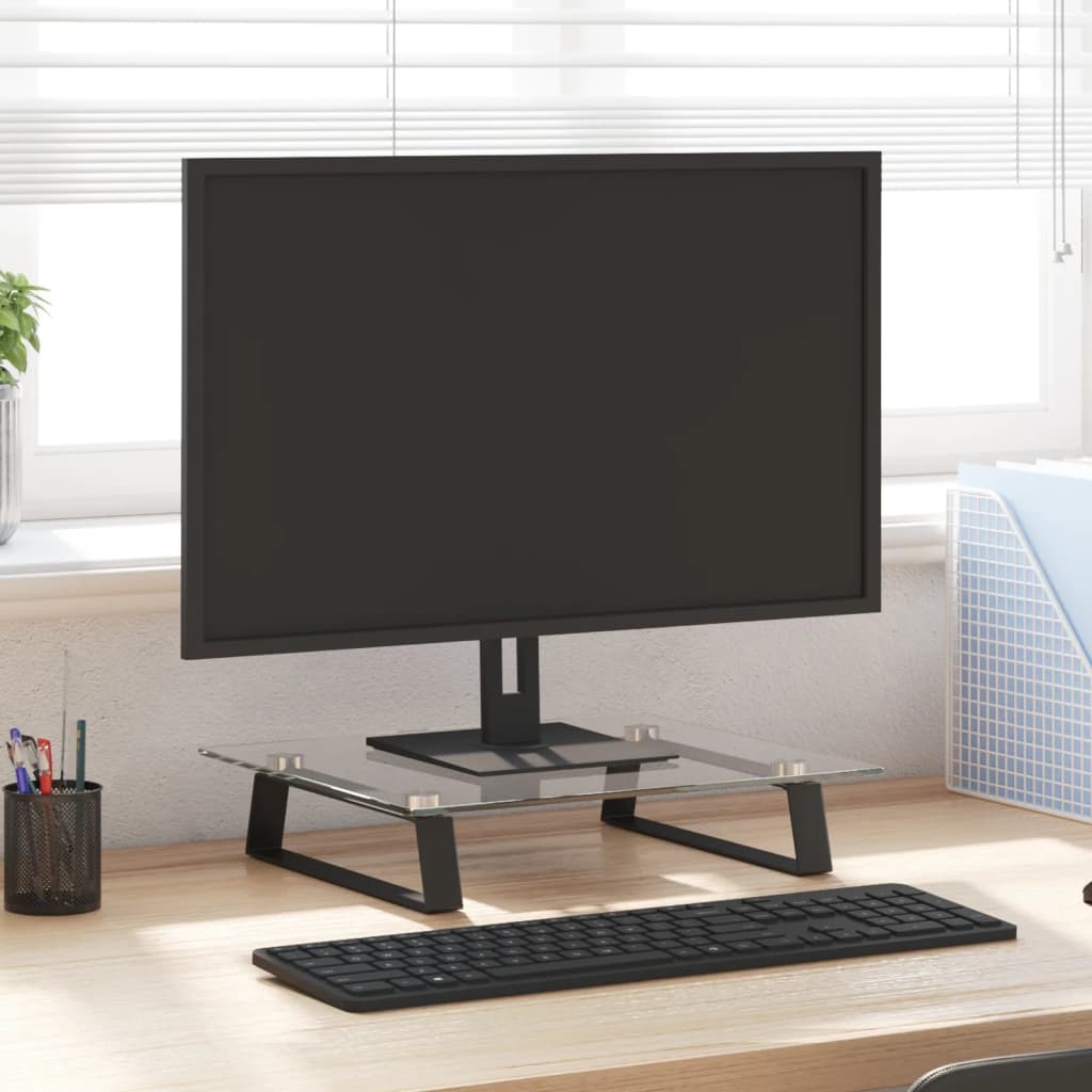 vidaXL Monitorständer Schwarz 40x35x8 cm Hartglas und Metall