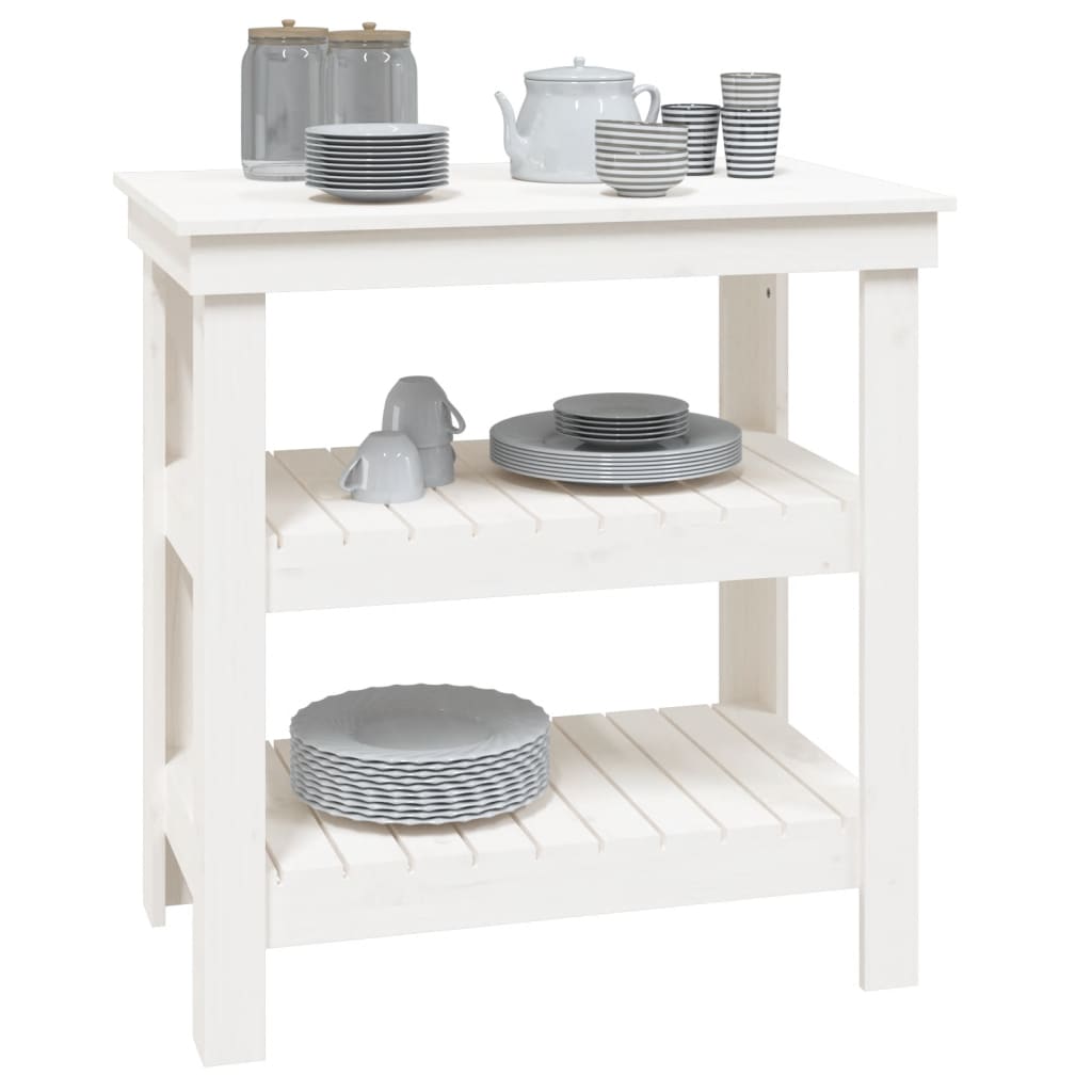 vidaXL Werkbank Weiß 78,5x50x80 cm Massivholz Kiefer - Image 4