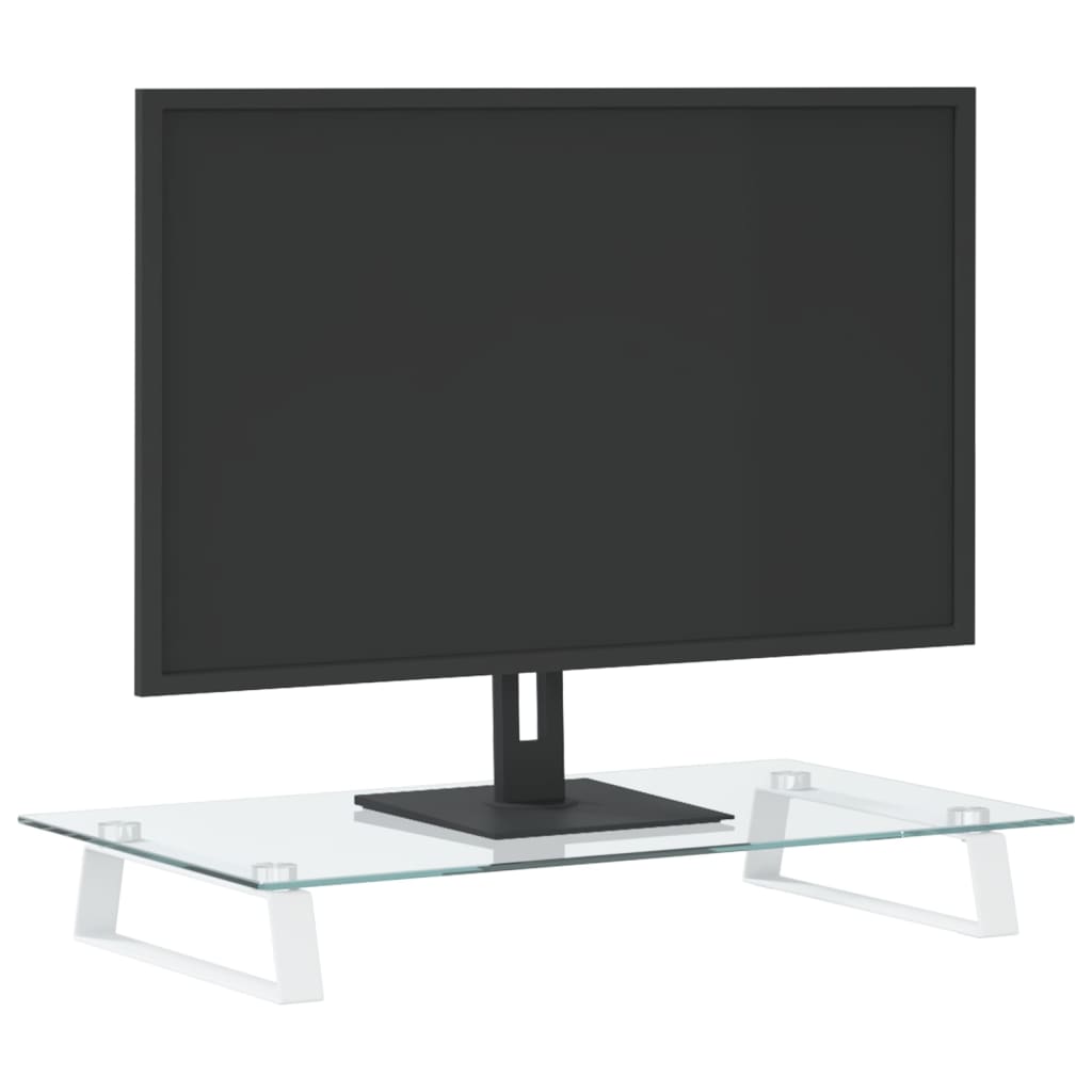 vidaXL Monitorständer Weiß 60x35x8 cm Hartglas und Metall - Image 3