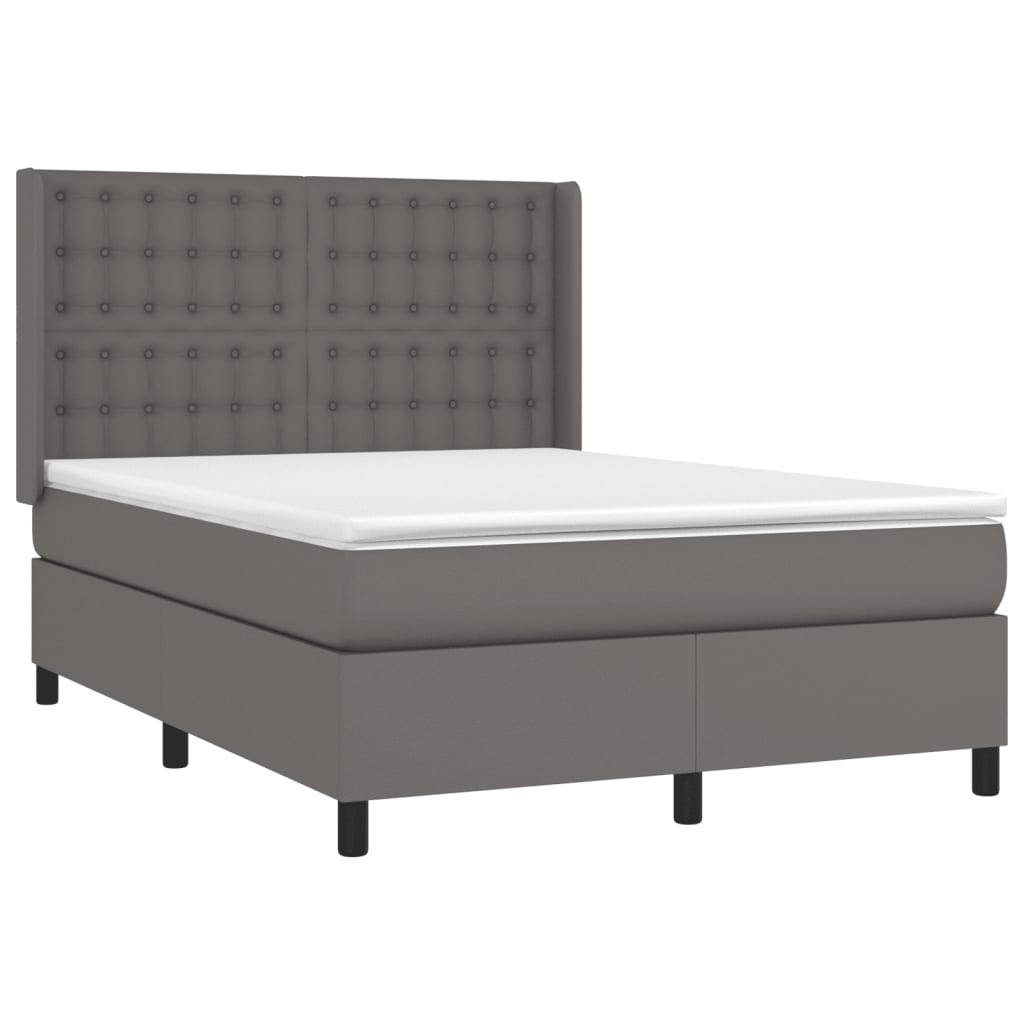 vidaXL Boxspringbett mit Matratze Grau 140x200 cm Kunstleder - Image 3