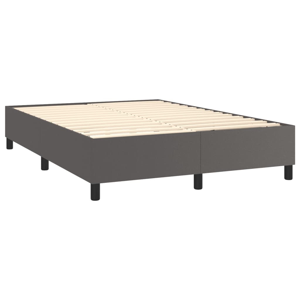 vidaXL Boxspringbett mit Matratze Grau 140x200 cm Kunstleder - Image 4