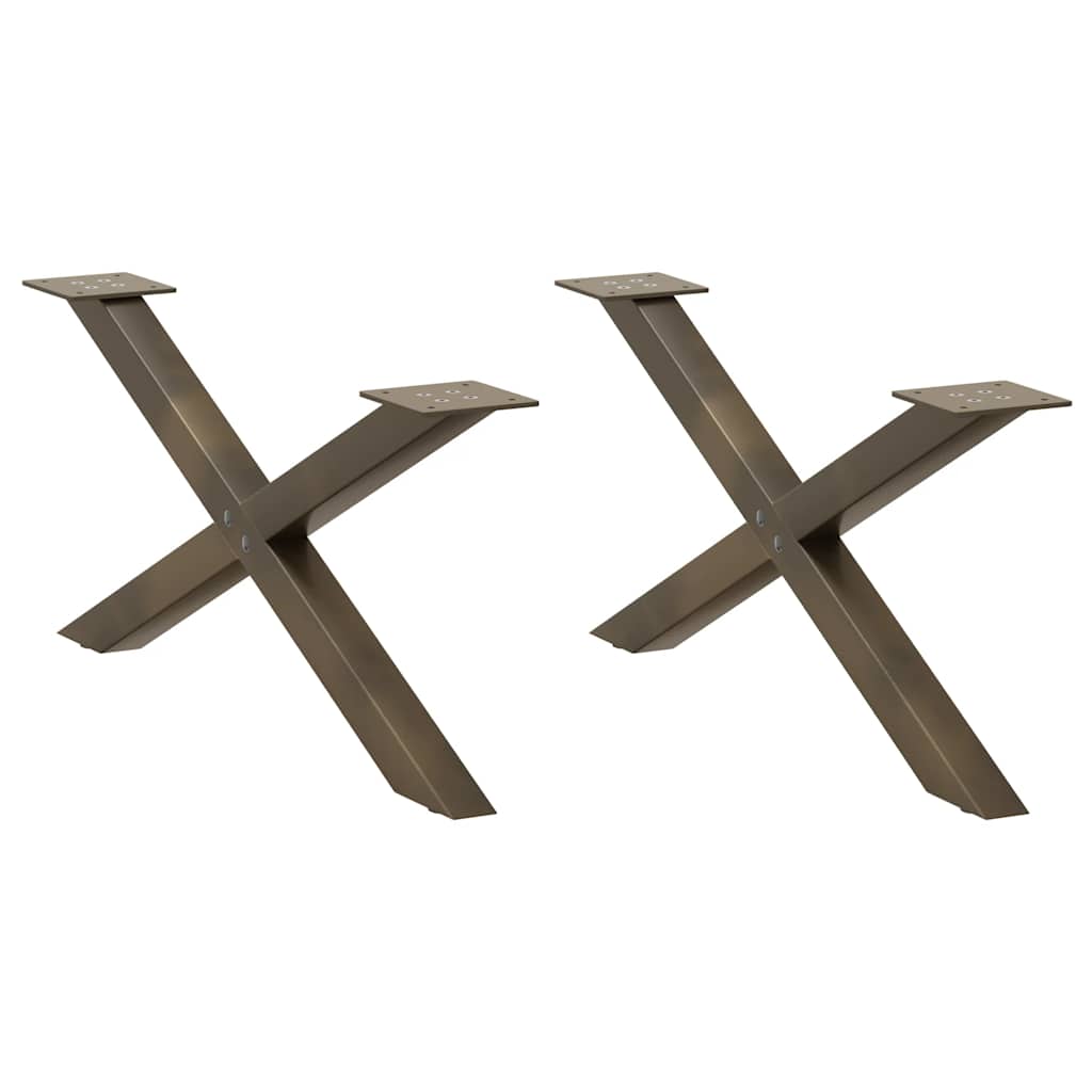 vidaXL Patas para mesa de centro en forma de X (2 unidades), acero natural, 70 x (30-31) cm.
