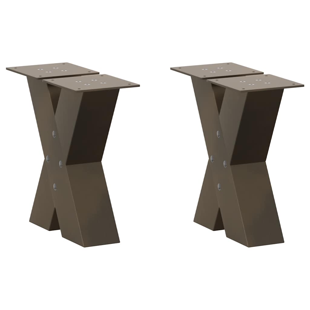 vidaXL Patas para mesa de centro en forma de X (2 unidades, acero natural, 40 x 30-31 cm)