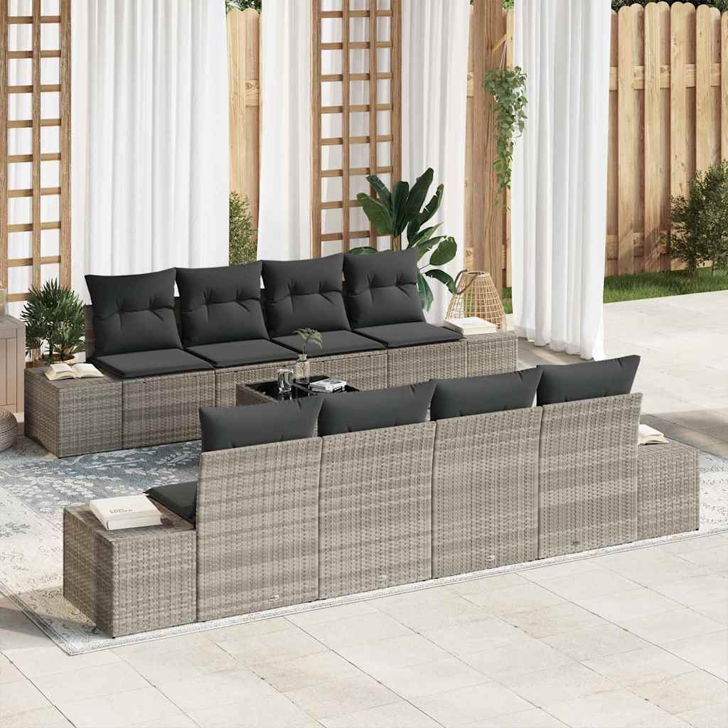 vidaXL Sofa Set mit Kissen 7 pcs Hellgrau Poly Rattan